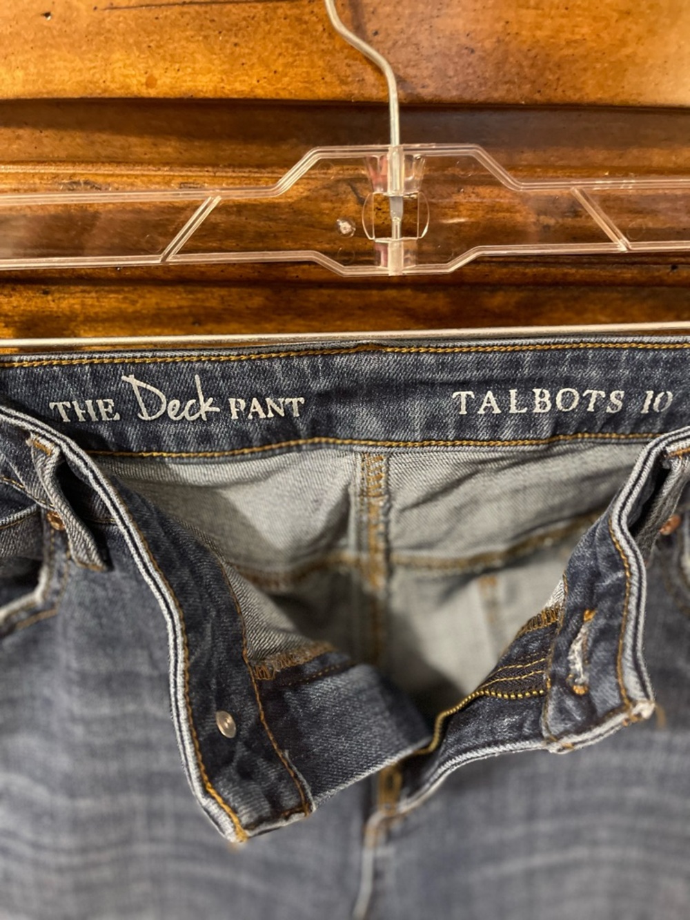 Talbots Dark Blue Wide Leg Deck Jeans with Frayed Hem - Picture 3 of 5